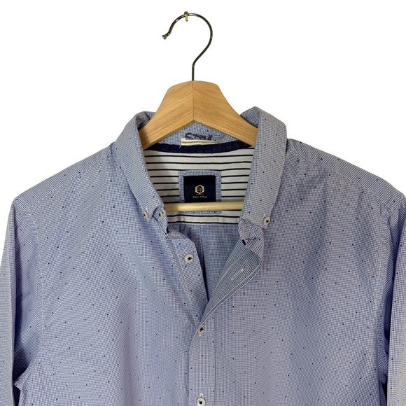 Denim and Flower Ricky Singh Blue Check & Dot Button Up Long sleeve Size Medium - Picture 5 of 10